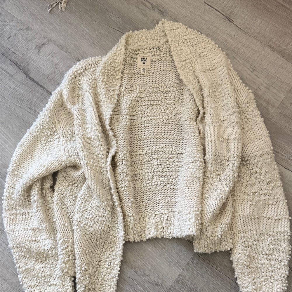 Billabong Cream Textured Open Knit Cardigan